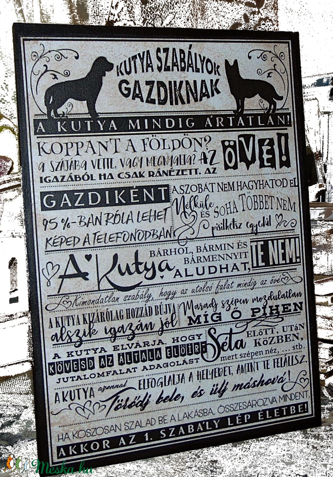 Kutya szabályok gazdiknak, vicces házirend falikép, táblakép - otthon & életmód - dekoráció - Meska.hu Kutya szabályok gazdiknak, vicces házirend falikép, táblakép - otthon & életmód - dekoráció - Meska.hu