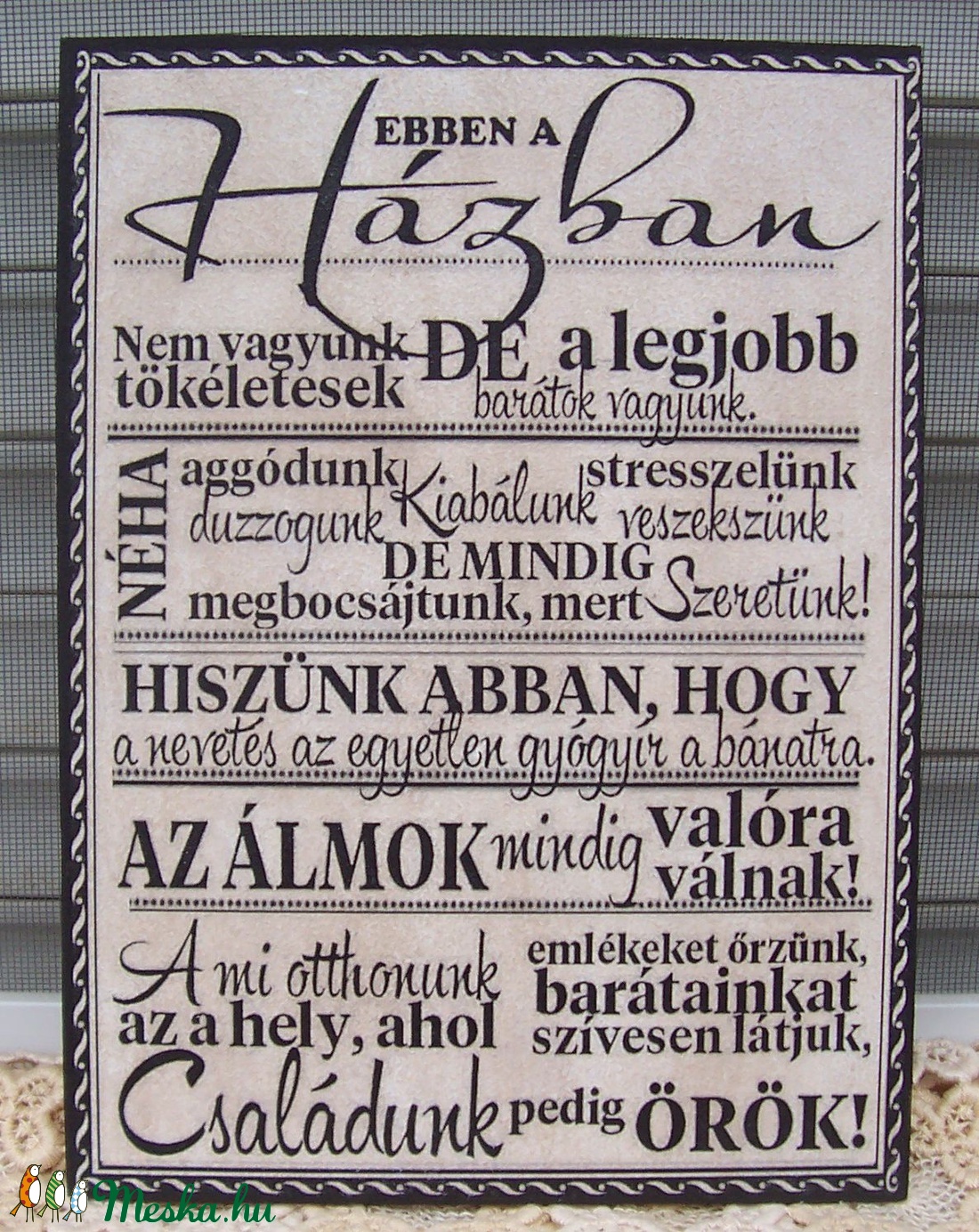 Ebben a házban ... idézetes falikép - otthon & életmód - dekoráció - kép & falikép - Meska.hu Ebben a házban ... idézetes falikép - otthon & életmód - dekoráció - kép & falikép - Meska.hu