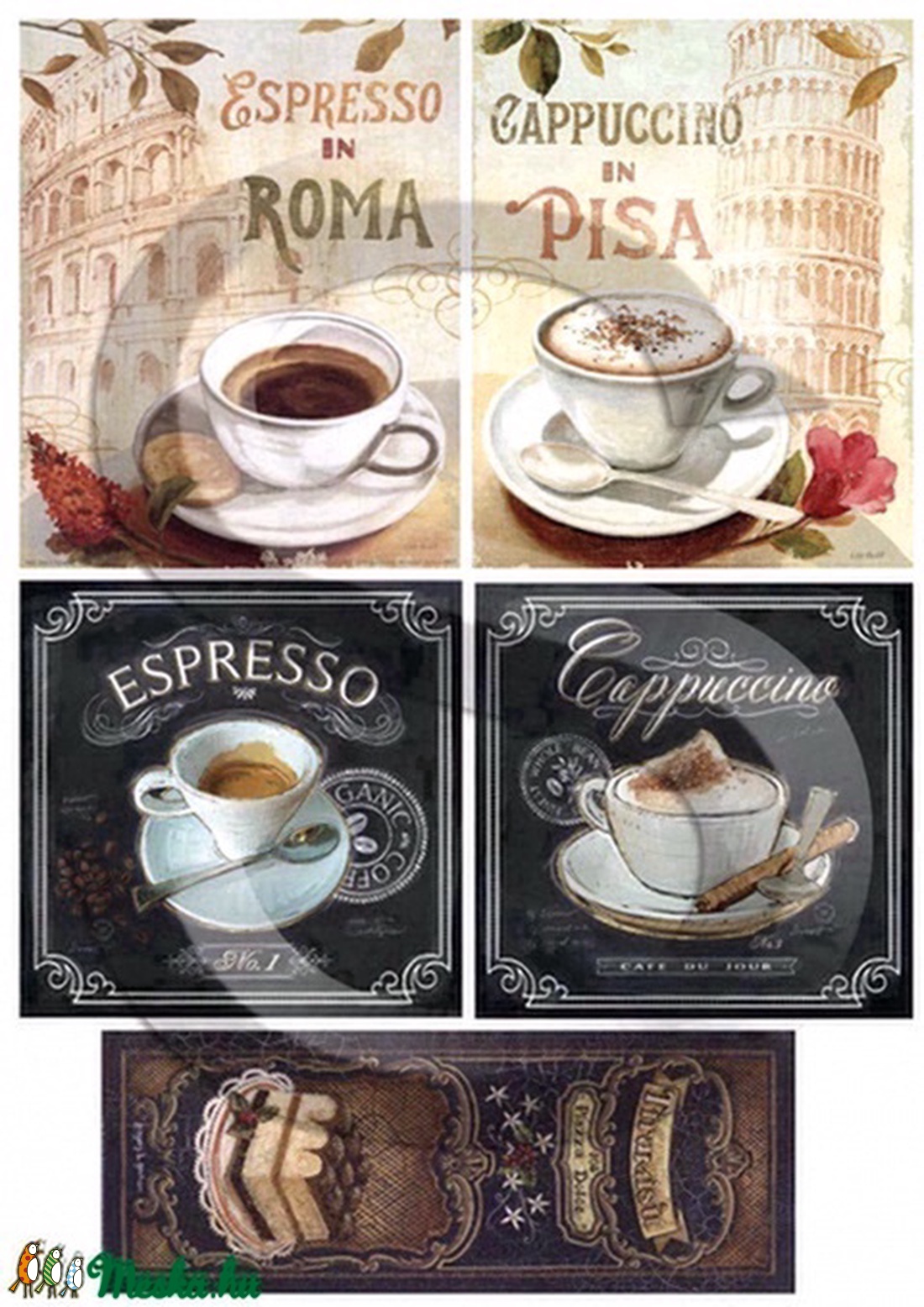 Kávé Rómában - papír - decoupage papír - Meska.hu