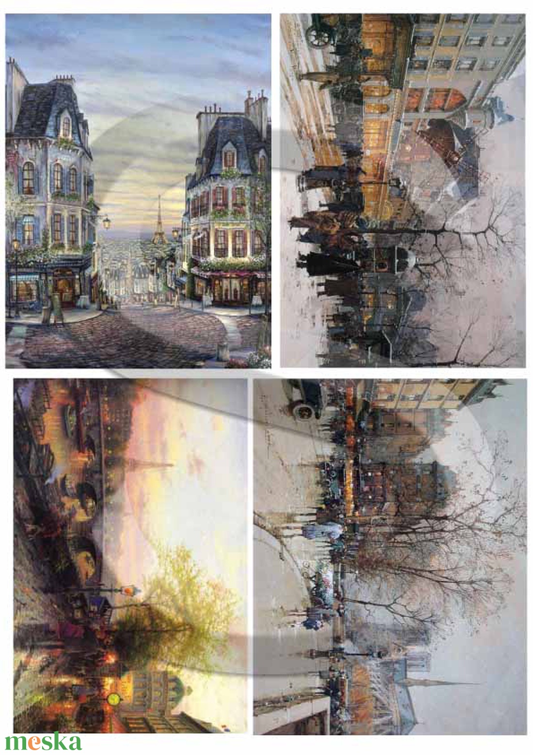 Akvarell sorozat: Paris - papír - decoupage papír - Meska.hu