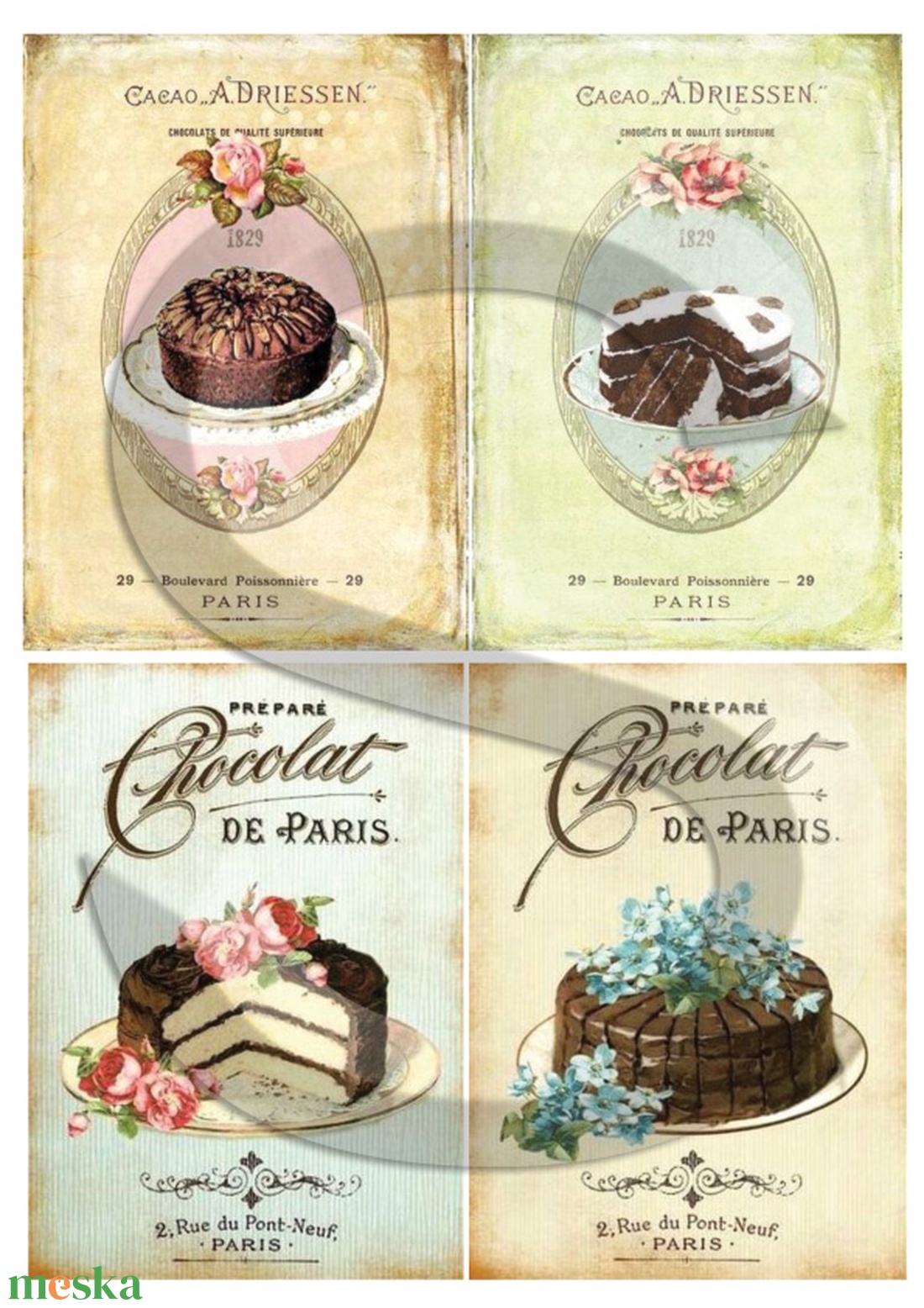 Vintage sorozat: Torták - papír - decoupage papír - Meska.hu