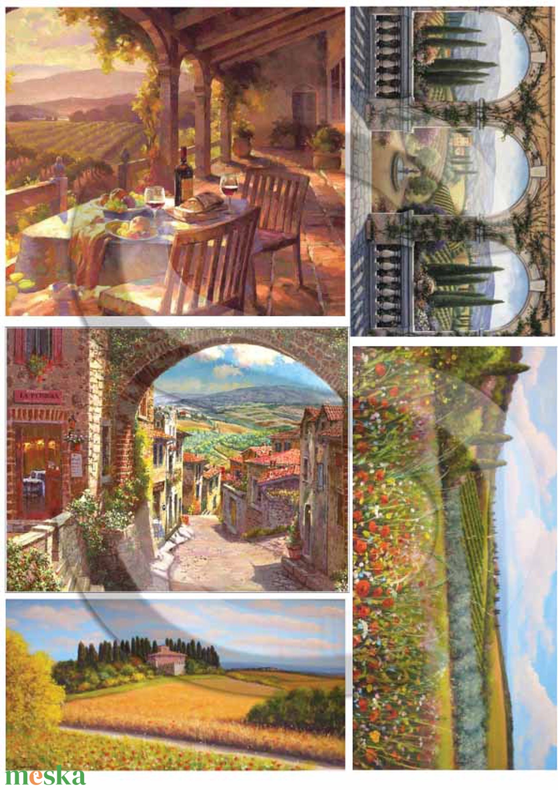 Akvarell sorozat: Toscana - papír - decoupage papír - Meska.hu