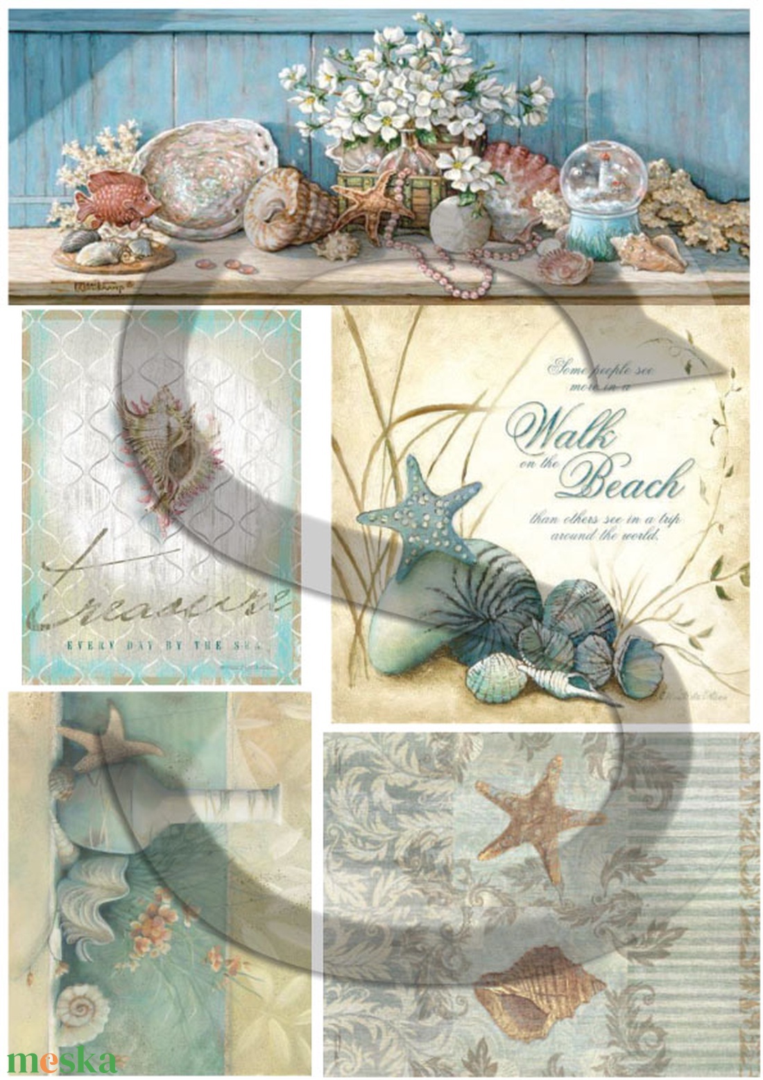 Vintage sorozat: Kagylók - papír - decoupage papír - Meska.hu