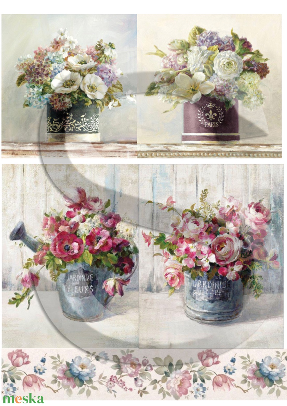 Akvarell sorozat: Virágcsokrok - papír - decoupage papír - Meska.hu