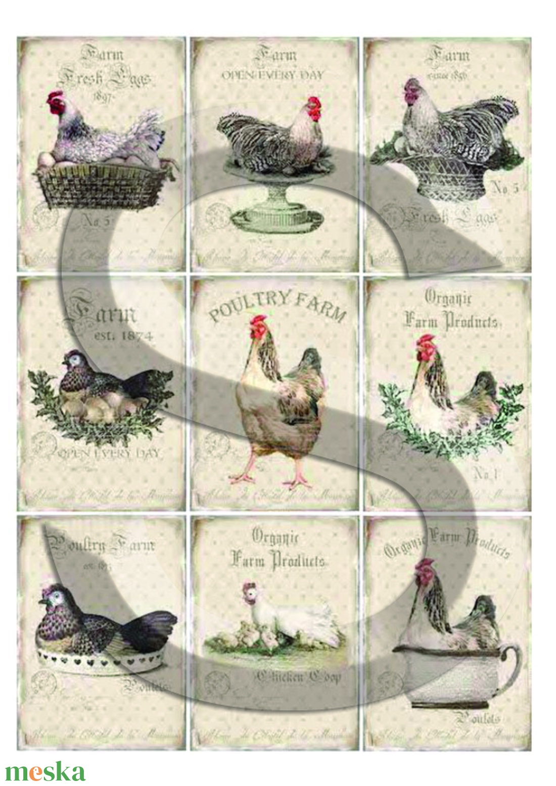 Vintage sorozat: Csirkefarm 1. - papír - decoupage papír - Meska.hu