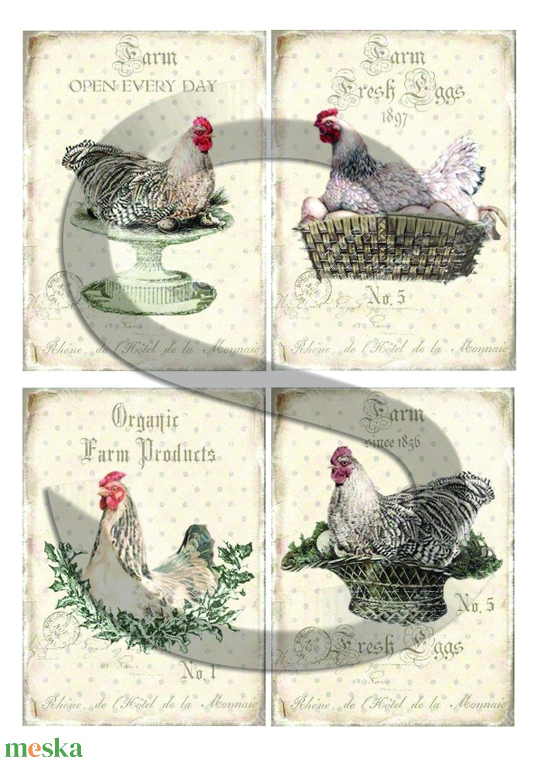 Vintage sorozat: Csirkefarm 2. - papír - decoupage papír - Meska.hu
