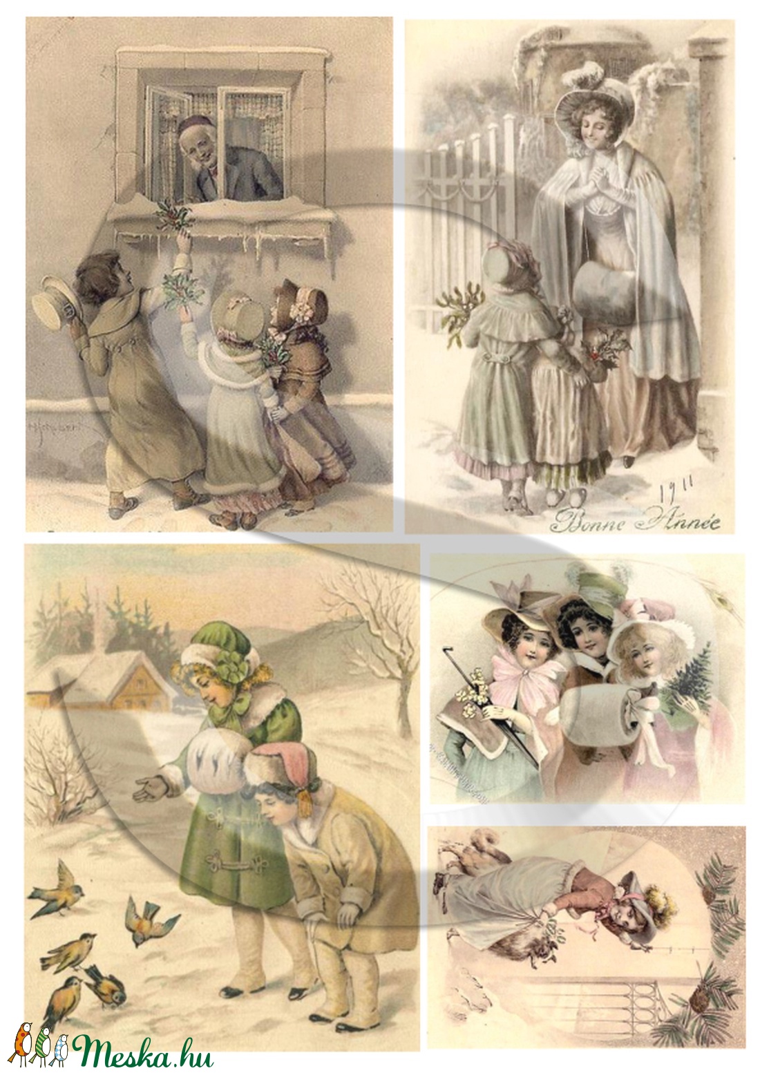 Karácsonyi sorozat: Viktoriánus gyerekek - papír - decoupage papír - Meska.hu