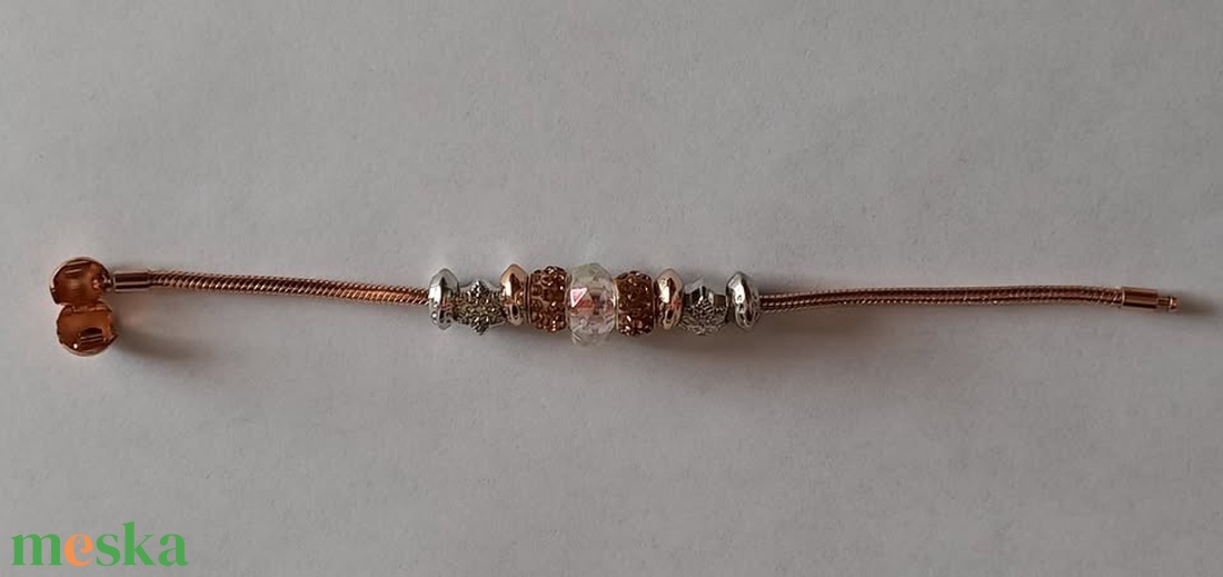 Rose gold Pandora jellegű karkötő 19 cm - ékszer - karkötő - lánc karkötő - Meska.hu