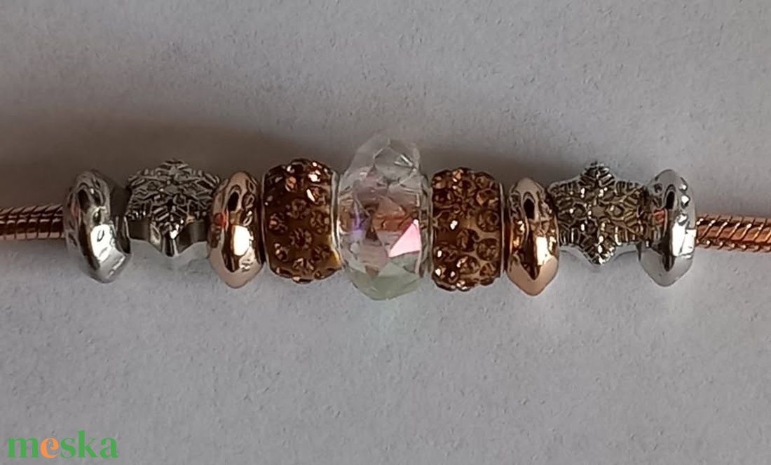 Rose gold Pandora jellegű karkötő 19 cm - ékszer - karkötő - lánc karkötő - Meska.hu