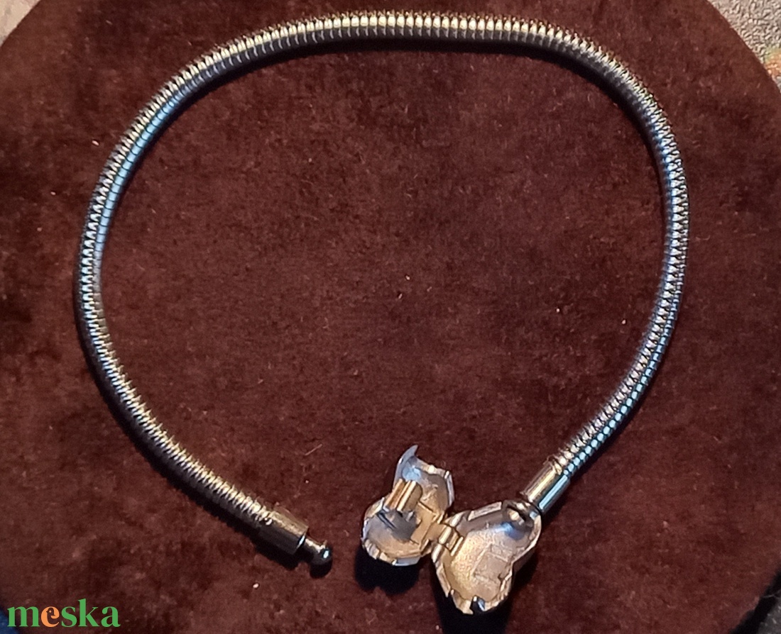 Nemesacél (orvosi fém)kigyólánc szívzáras 18 cm karkötő - esküvő - ékszer - karkötő & csuklódísz - Meska.hu