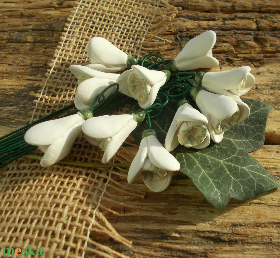 10 szál kerámia hóvirág - otthon & életmód - ház & kert - növény & veteményes - Meska.hu