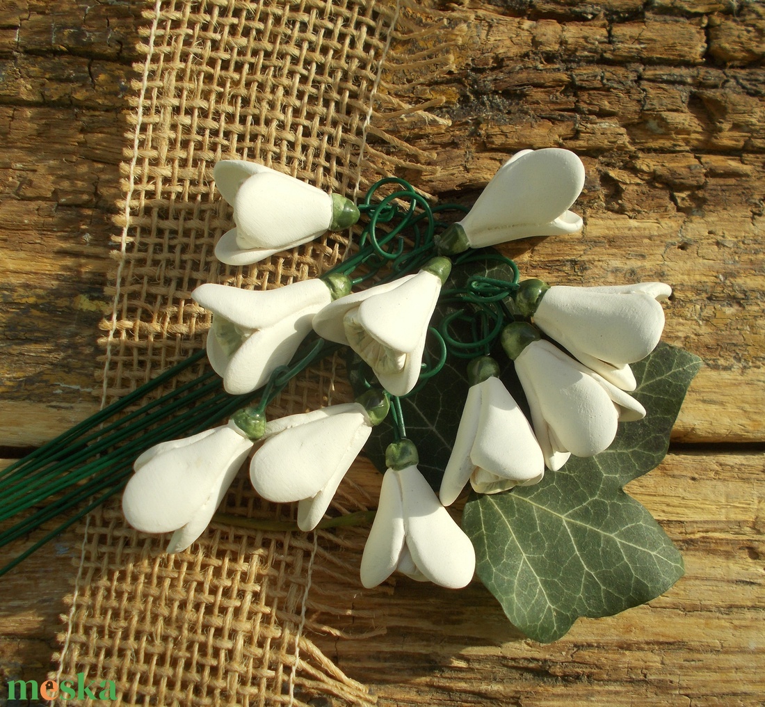 10 szál kerámia hóvirág - otthon & életmód - ház & kert - növény & veteményes - Meska.hu