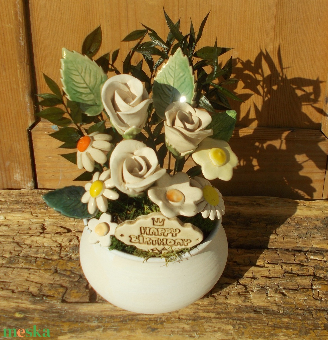 Virágok kaspóban. - otthon & életmód - dekoráció - asztal és polc dekoráció - asztaldísz - Meska.hu