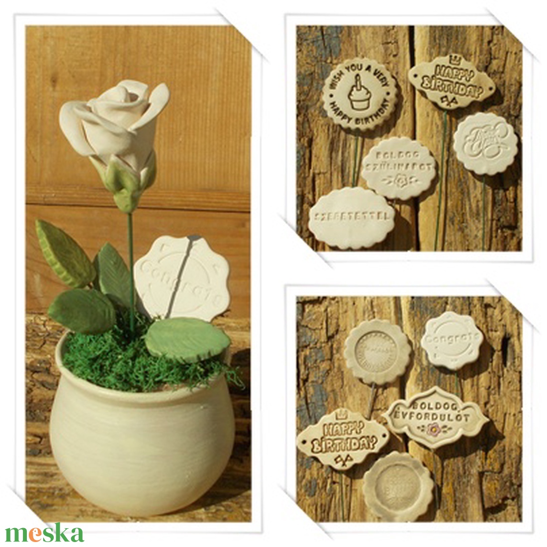 Rózsa kaspóban. - otthon & életmód - dekoráció - asztal és polc dekoráció - asztaldísz - Meska.hu