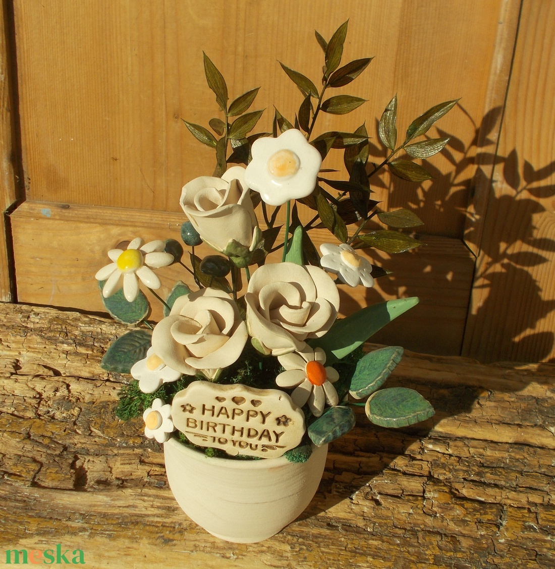 Virágok kaspóban. - otthon & életmód - dekoráció - asztal és polc dekoráció - asztaldísz - Meska.hu