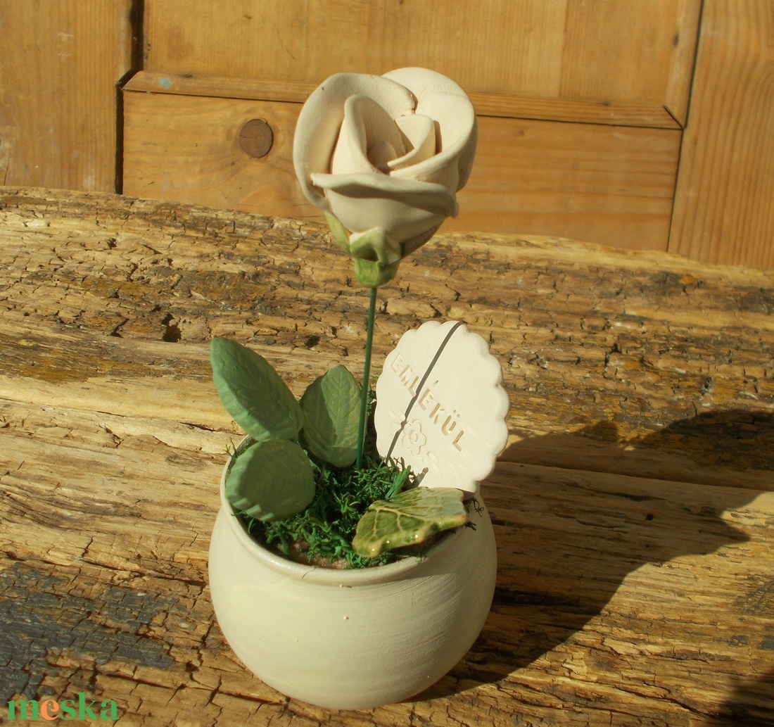 Rózsa kaspóban. - otthon & életmód - dekoráció - asztal és polc dekoráció - asztaldísz - Meska.hu