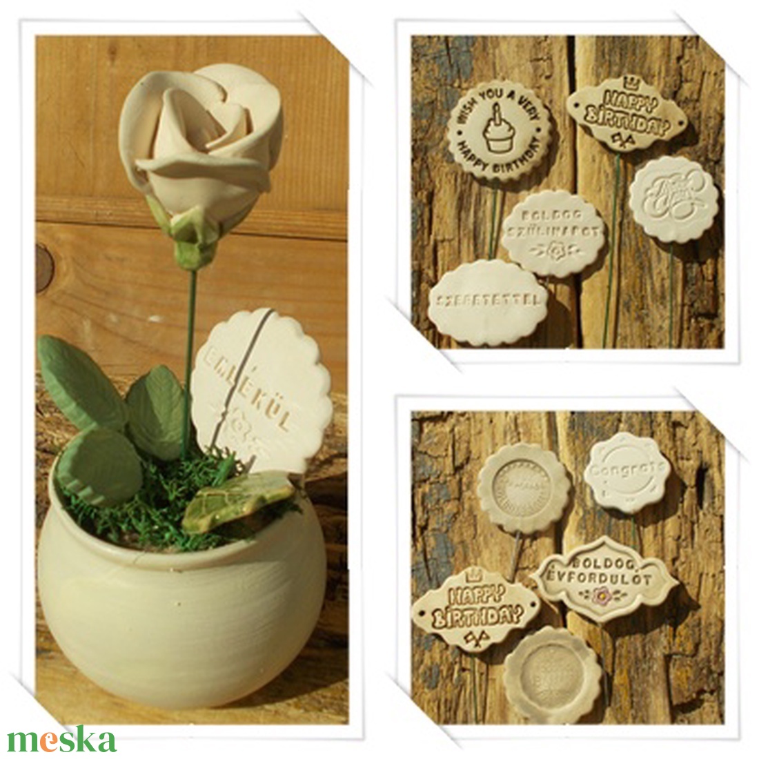 Rózsa kaspóban. - otthon & életmód - dekoráció - asztal és polc dekoráció - asztaldísz - Meska.hu