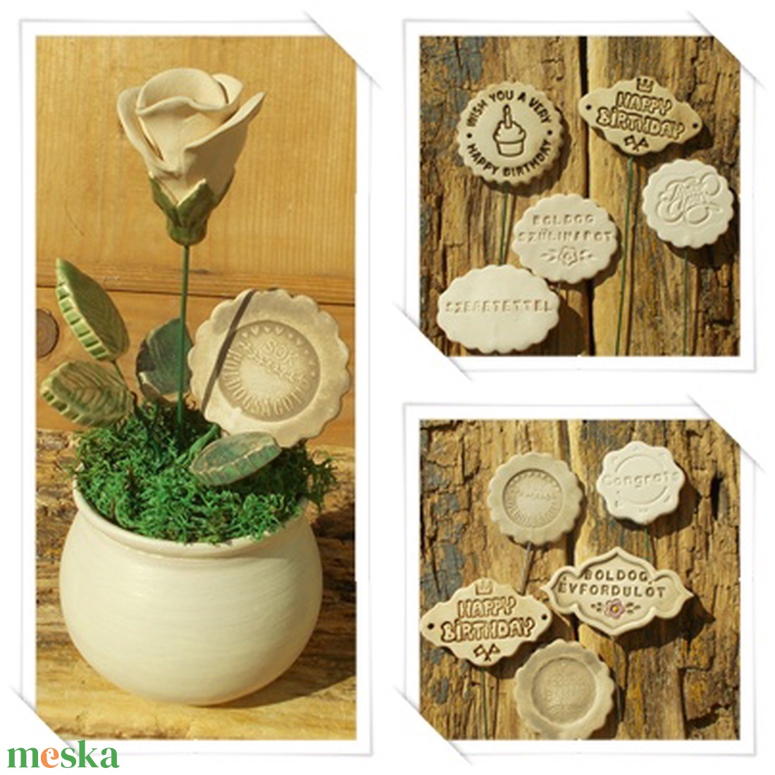 Rózsa kaspóban. - otthon & életmód - dekoráció - asztal és polc dekoráció - asztaldísz - Meska.hu