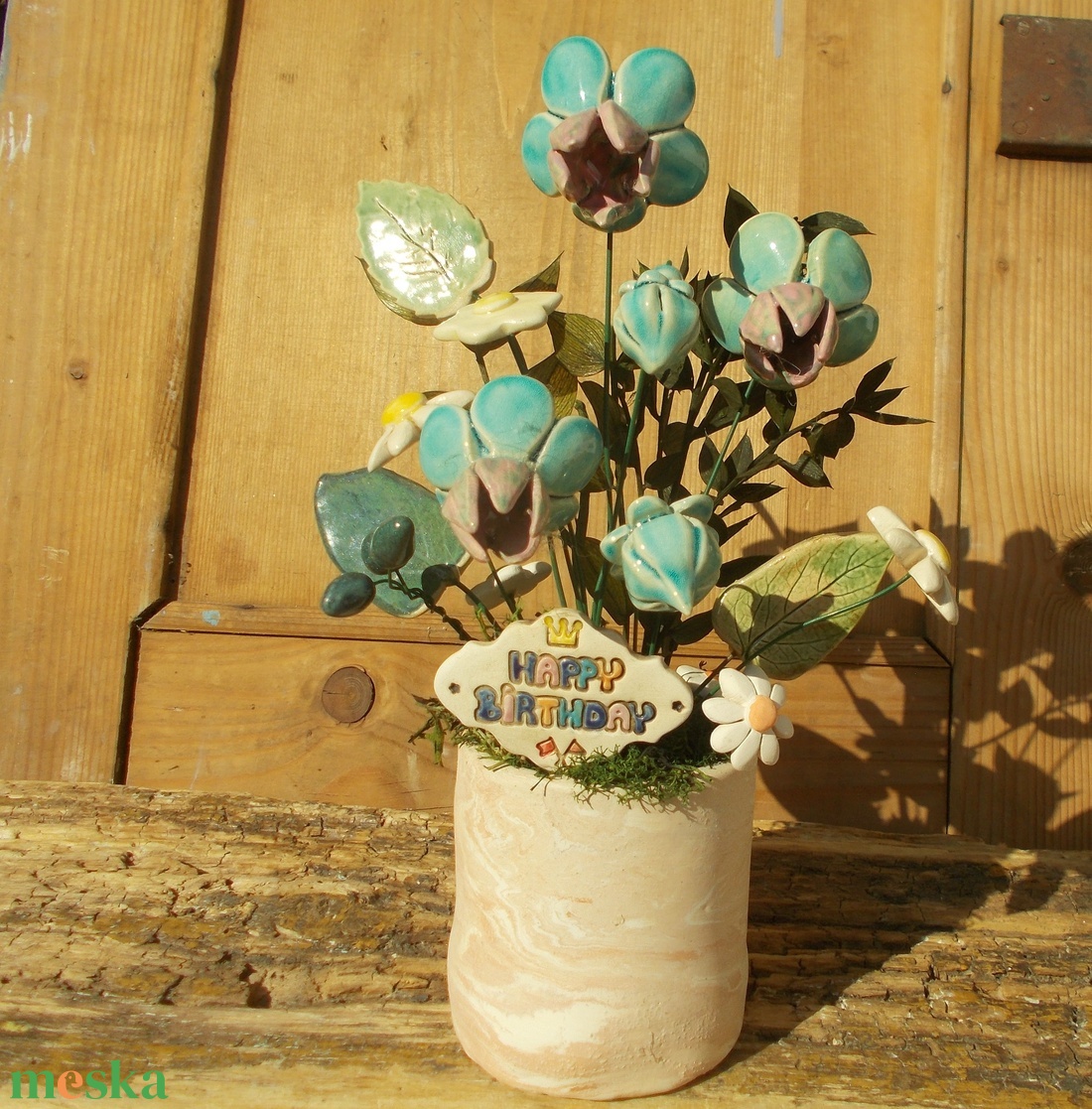 Virágok kaspóban. - otthon & életmód - dekoráció - asztal és polc dekoráció - asztaldísz - Meska.hu