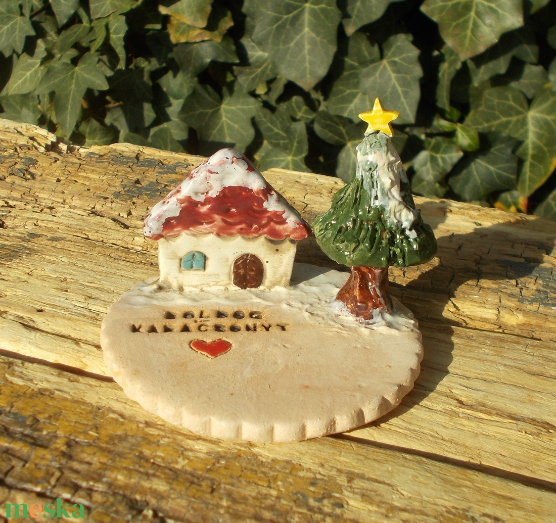 Mécsestartó apró házzal. - otthon & életmód - gyertya, illat, aroma - mécses és mécsestartó - Meska.hu