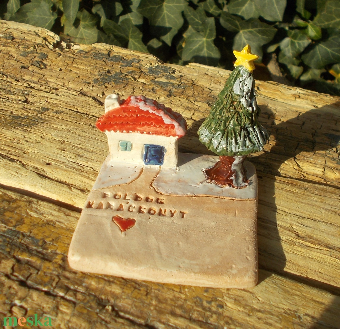 Mécsestartó apró házzal. - otthon & életmód - gyertya, illat, aroma - mécses és mécsestartó - Meska.hu