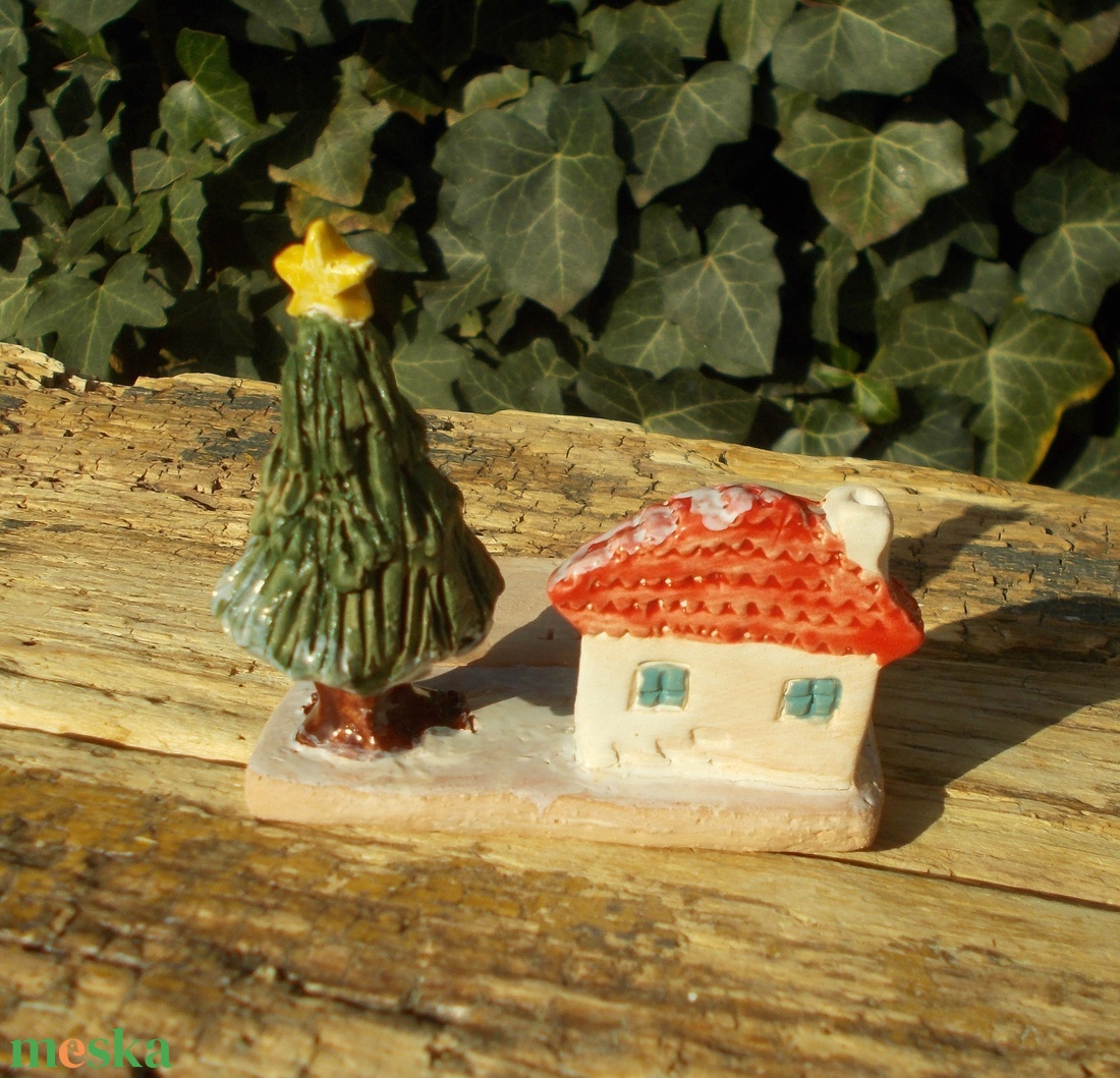 Mécsestartó apró házzal. - otthon & életmód - gyertya, illat, aroma - mécses és mécsestartó - Meska.hu