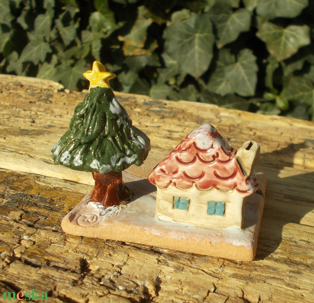 Mécsestartó apró házzal. - otthon & életmód - gyertya, illat, aroma - mécses és mécsestartó - Meska.hu