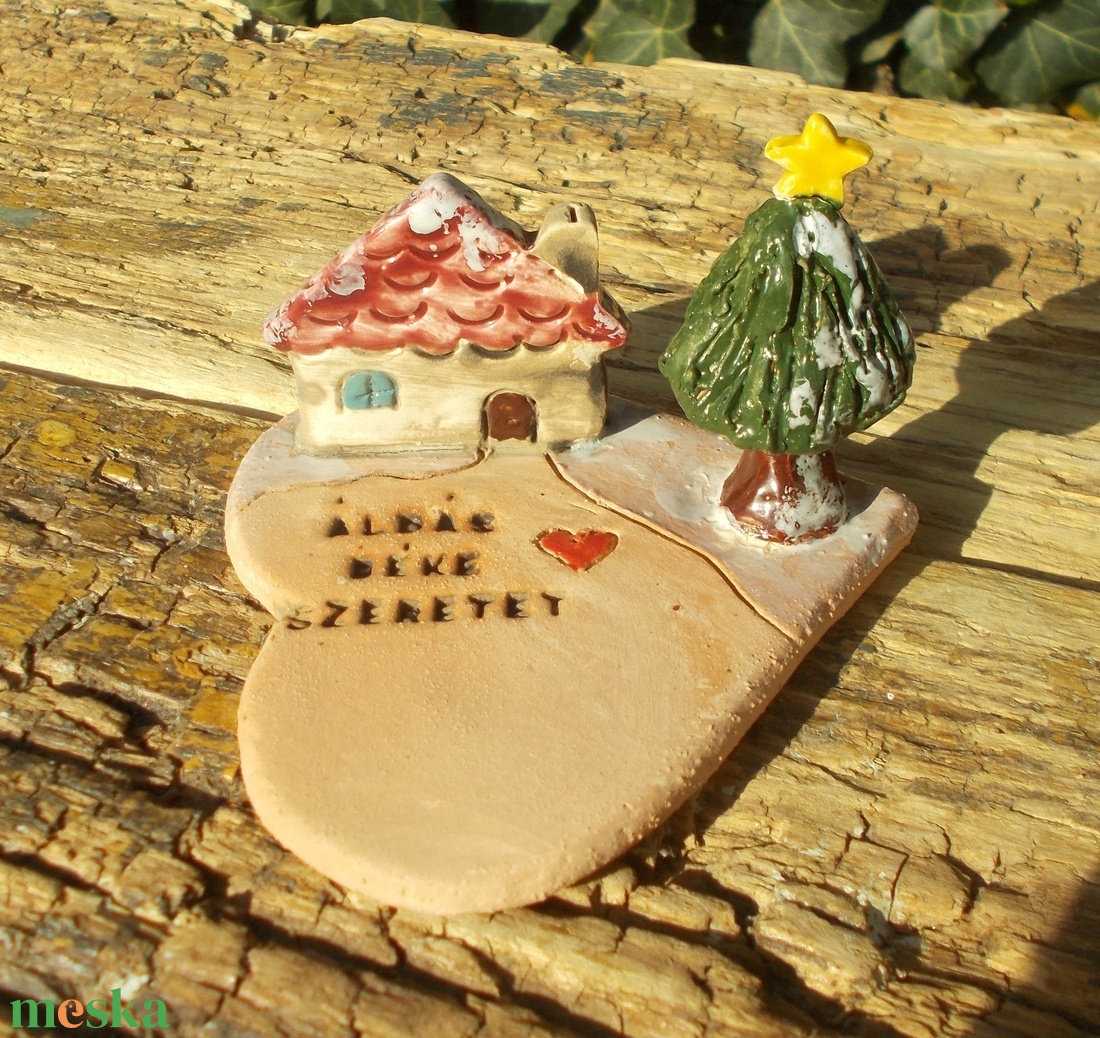 Mécsestartó apró házzal. - otthon & életmód - gyertya, illat, aroma - mécses és mécsestartó - Meska.hu