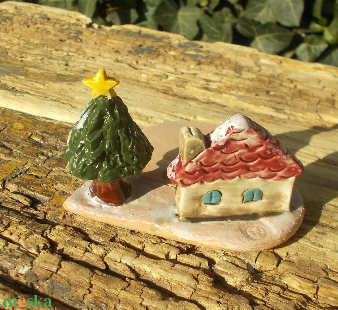 Mécsestartó apró házzal. - otthon & életmód - gyertya, illat, aroma - mécses és mécsestartó - Meska.hu