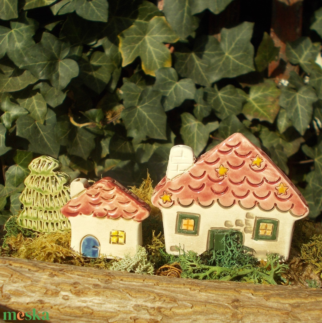 Apró házak fenyőfával - otthon & életmód - ház & kert - kerti dísz - Meska.hu