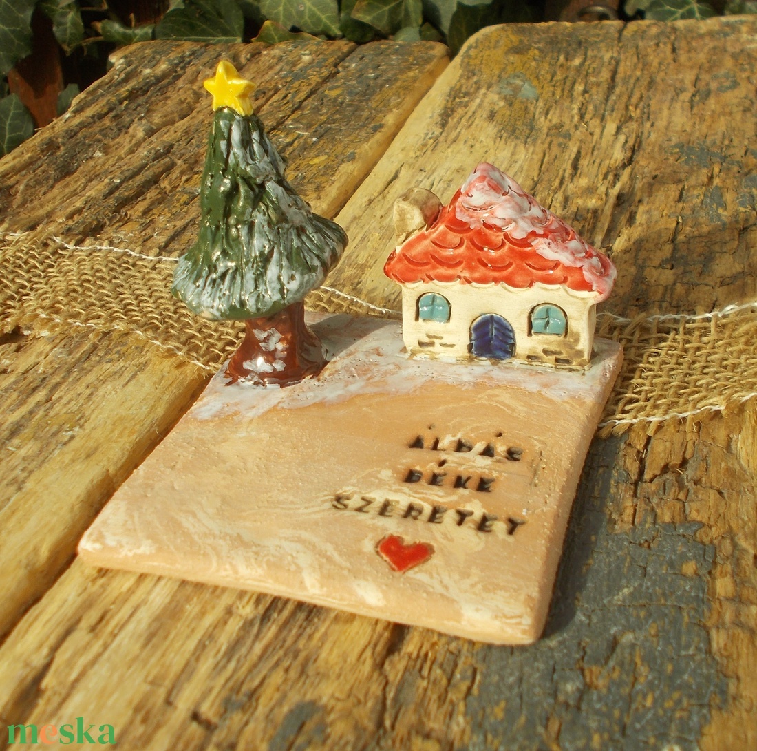 Mécsestartó apró házzal. - otthon & életmód - gyertya, illat, aroma - mécses és mécsestartó - Meska.hu