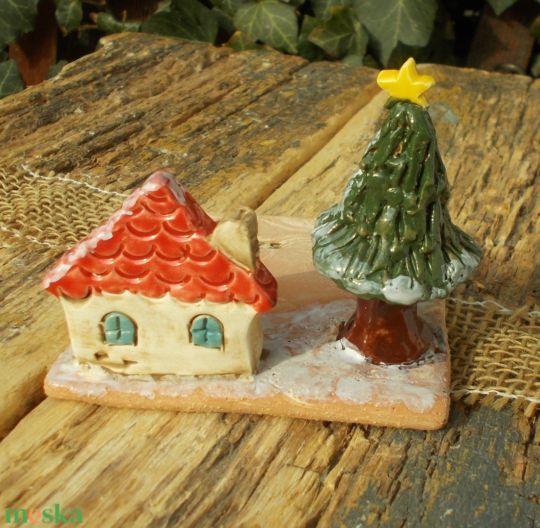 Mécsestartó apró házzal. - otthon & életmód - gyertya, illat, aroma - mécses és mécsestartó - Meska.hu