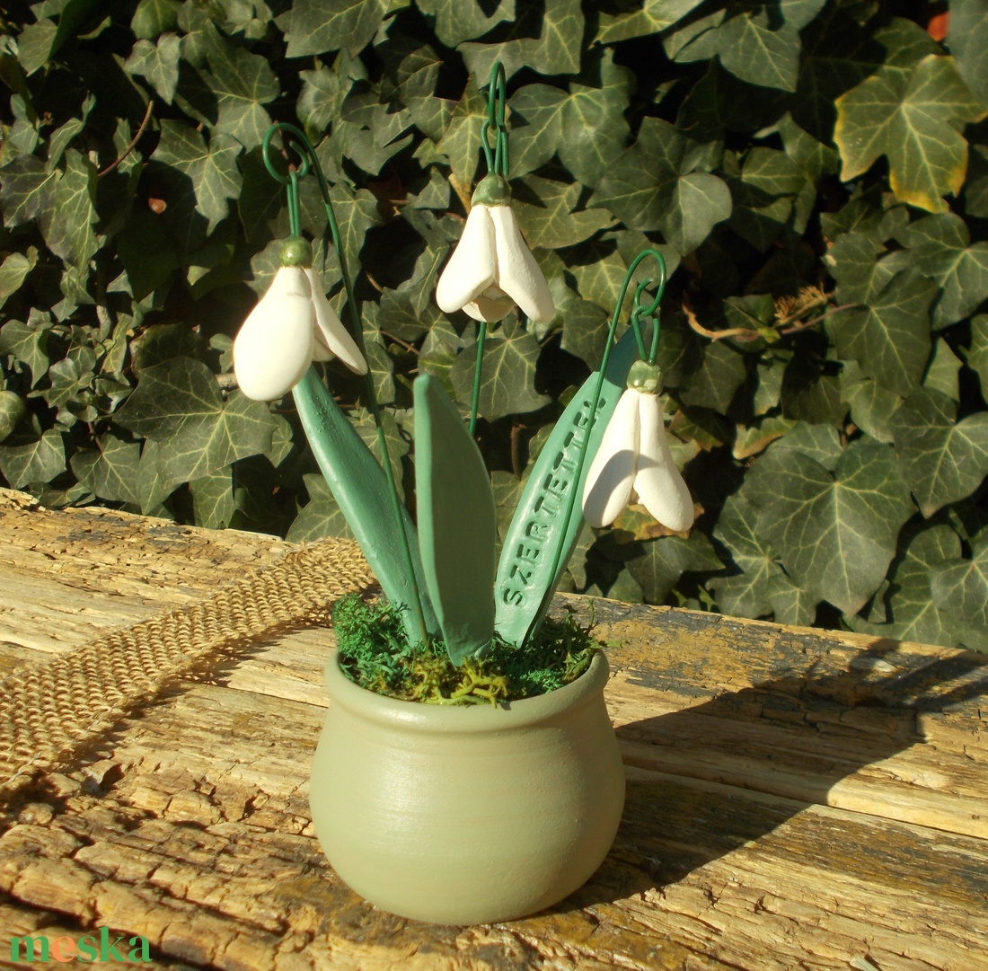 Hóvirágos asztaldísz  - otthon & életmód - dekoráció - asztal és polc dekoráció - asztaldísz - Meska.hu