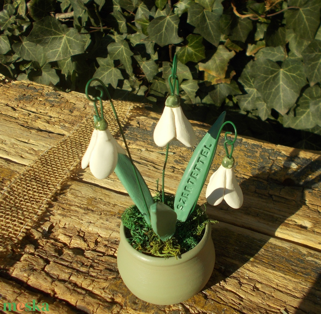 Hóvirágos asztaldísz  - otthon & életmód - dekoráció - asztal és polc dekoráció - asztaldísz - Meska.hu