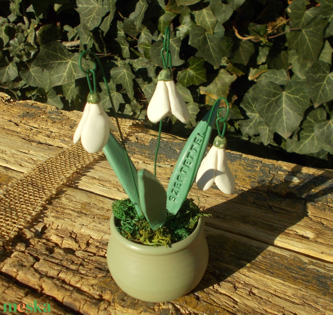 Hóvirágos asztaldísz  - otthon & életmód - dekoráció - asztal és polc dekoráció - asztaldísz - Meska.hu