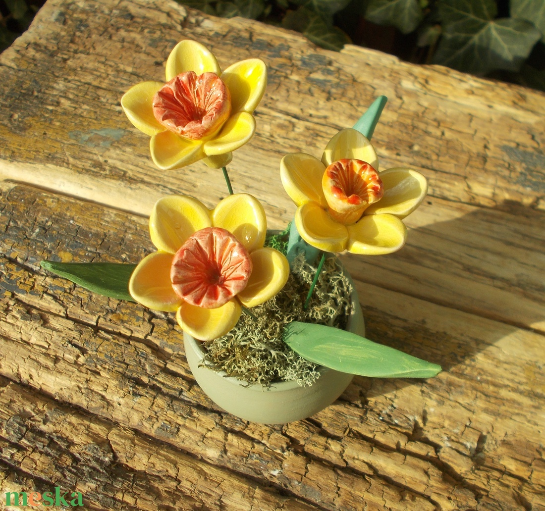 Nárciszok kaspóban - otthon & életmód - dekoráció - virágdekoráció - virágdíszek - virágdísz kaspóban - Meska.hu