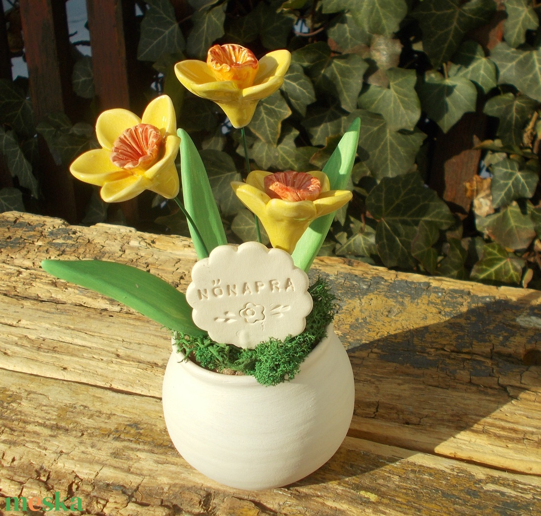 Nárciszok nőnapra - otthon & életmód - dekoráció - virágdekoráció - virágdíszek - virágdísz kaspóban - Meska.hu
