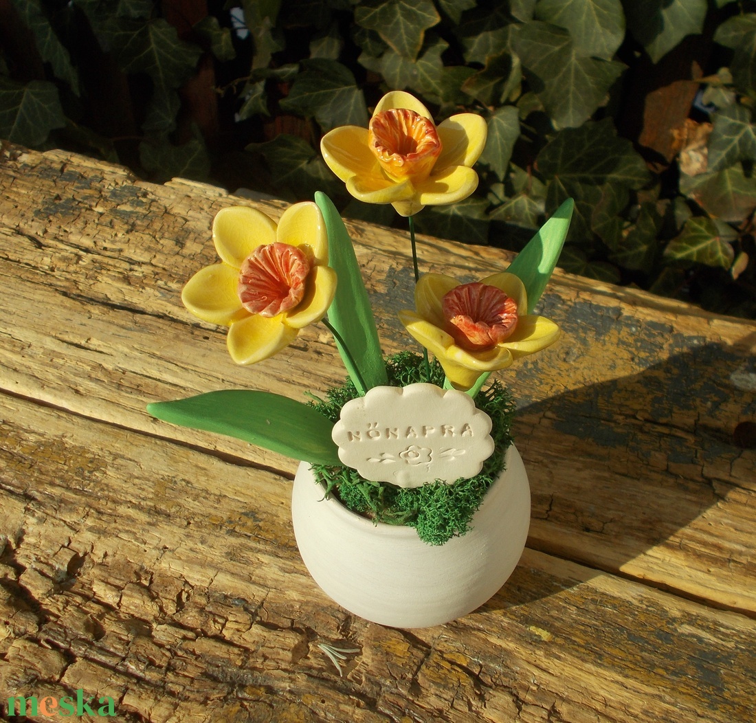 Nárciszok nőnapra - otthon & életmód - dekoráció - virágdekoráció - virágdíszek - virágdísz kaspóban - Meska.hu