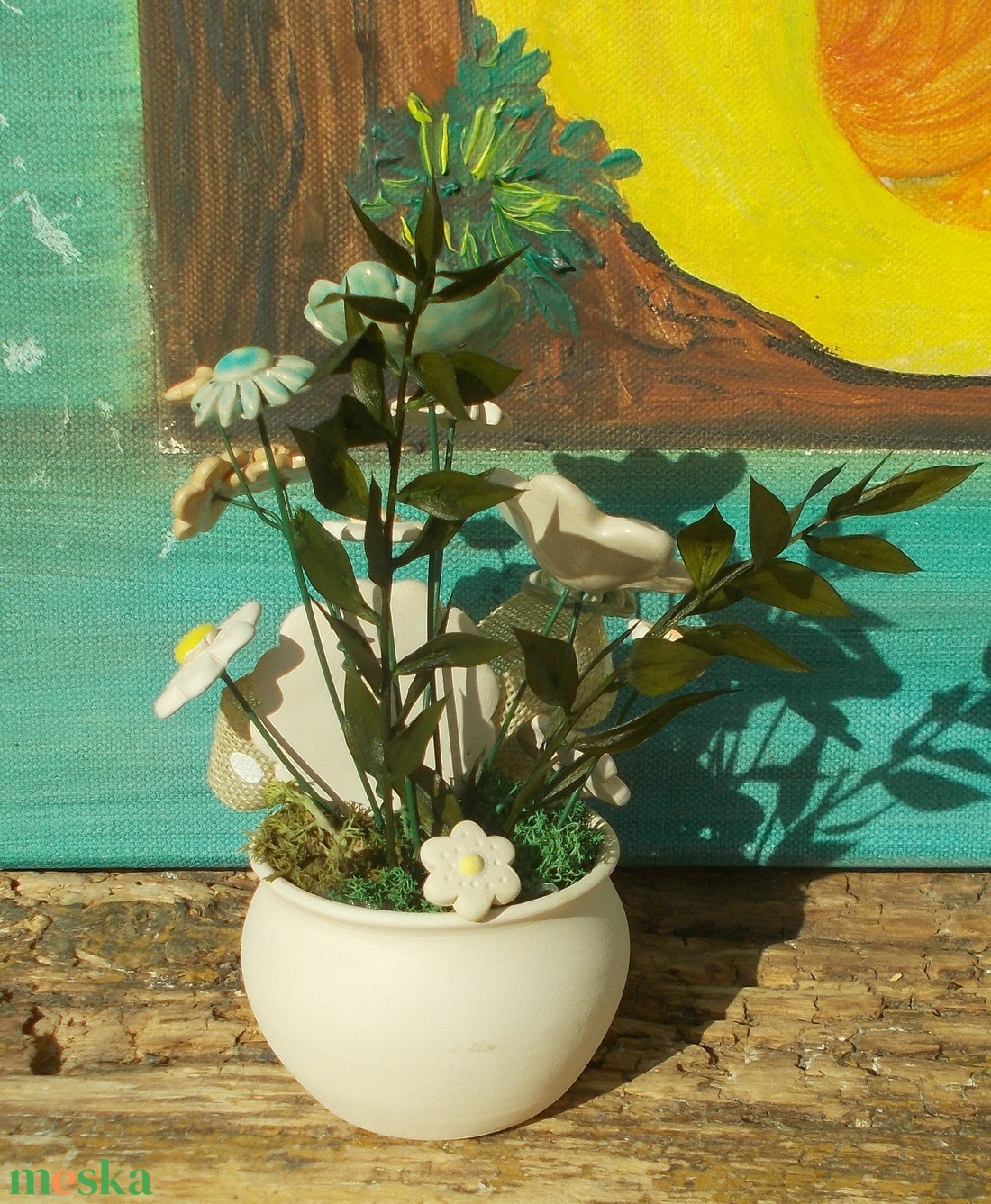 Asztaldísz nőnapra. - otthon & életmód - virágdekoráció - virágdíszek - virágdísz kaspóban - Meska.hu