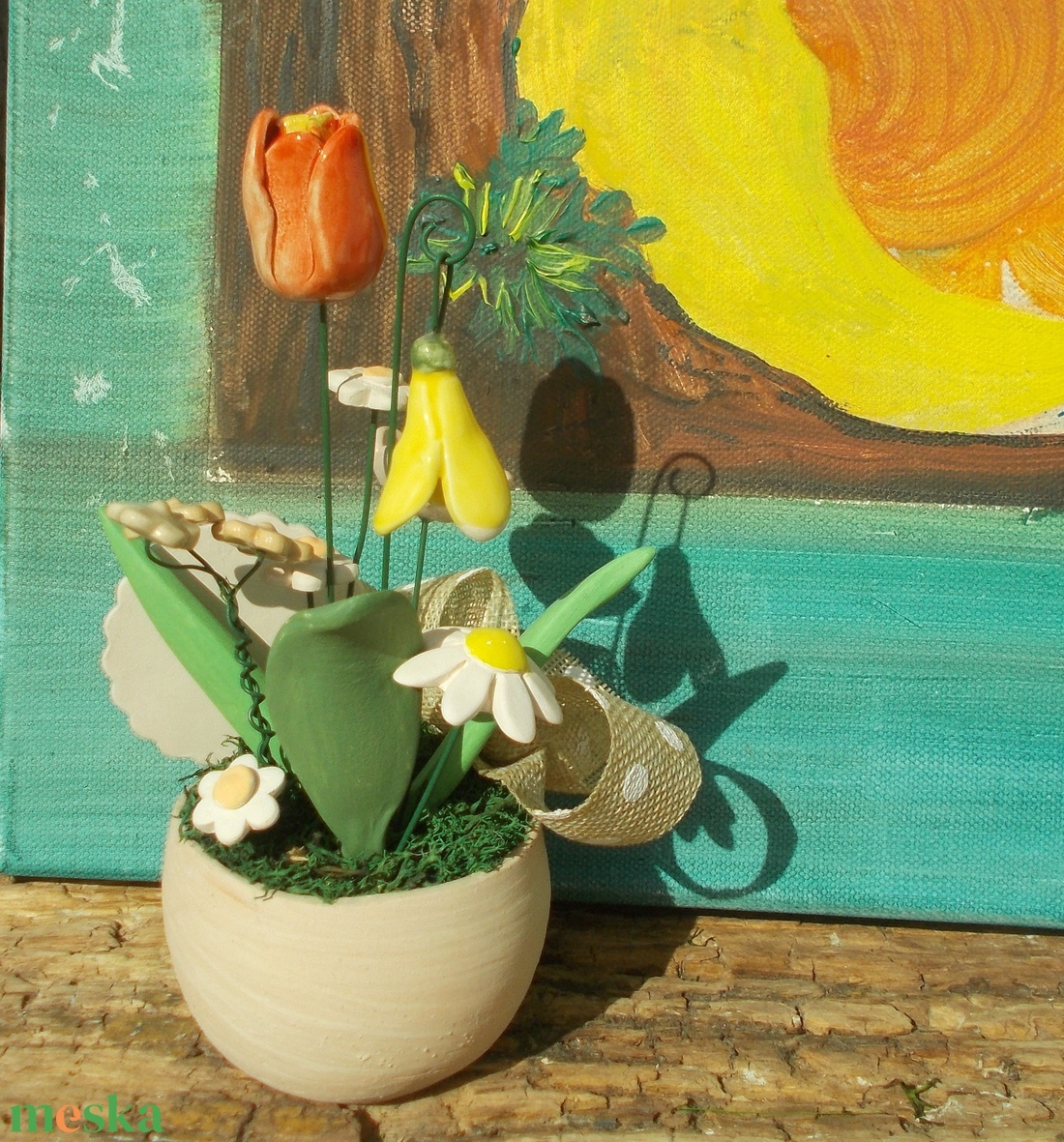 Asztaldísz nőnapra. - otthon & életmód - virágdekoráció - virágdíszek - virágdísz kaspóban - Meska.hu