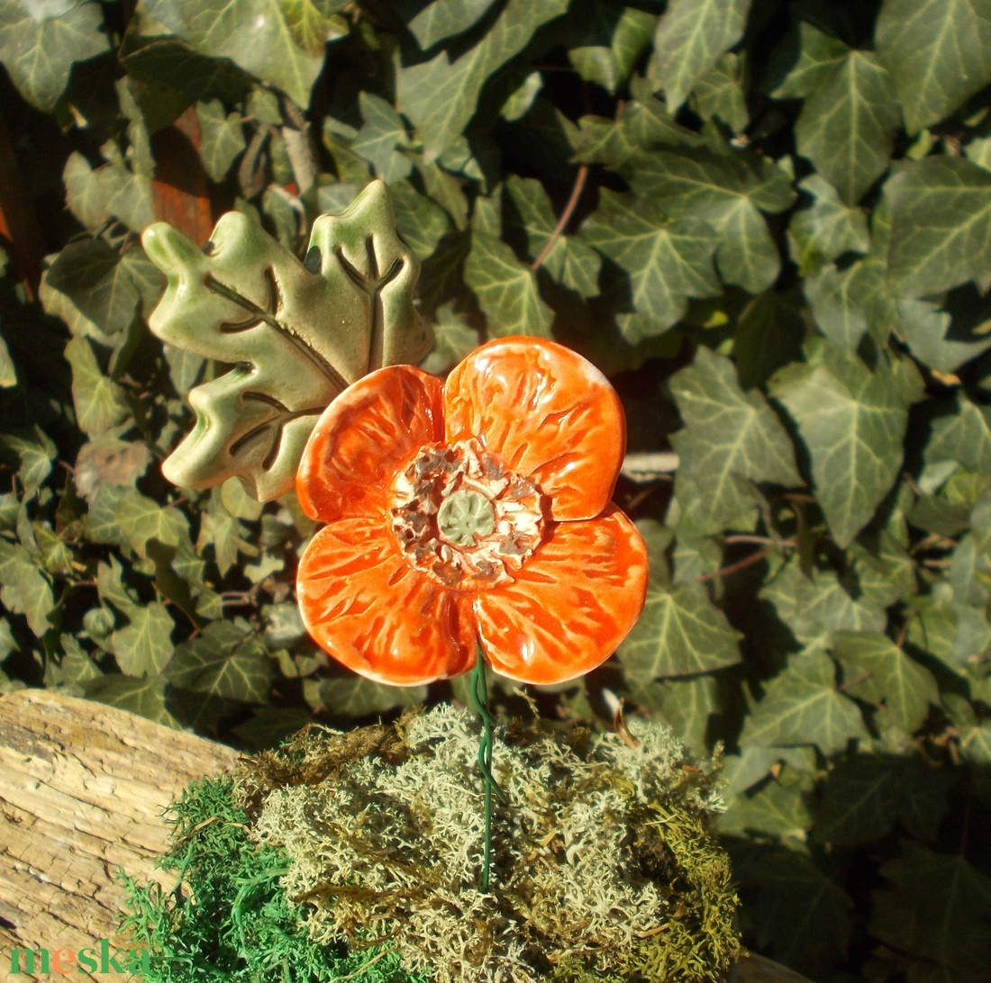 Pipacs levéllel - otthon & életmód - virágdekoráció - virágok - szálas virág - Meska.hu