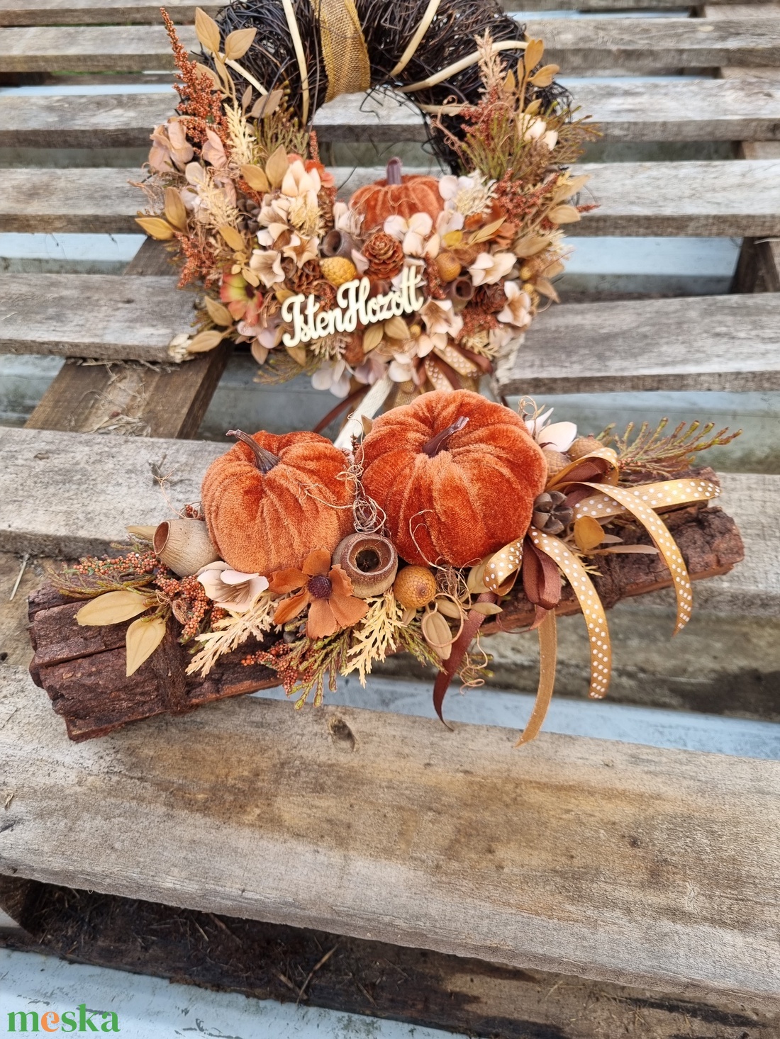 Őszi ajtódísz és asztaldísz - otthon & életmód - dekoráció - ajtó- és ablak dekoráció - ajtódísz & kopogtató - Meska.hu