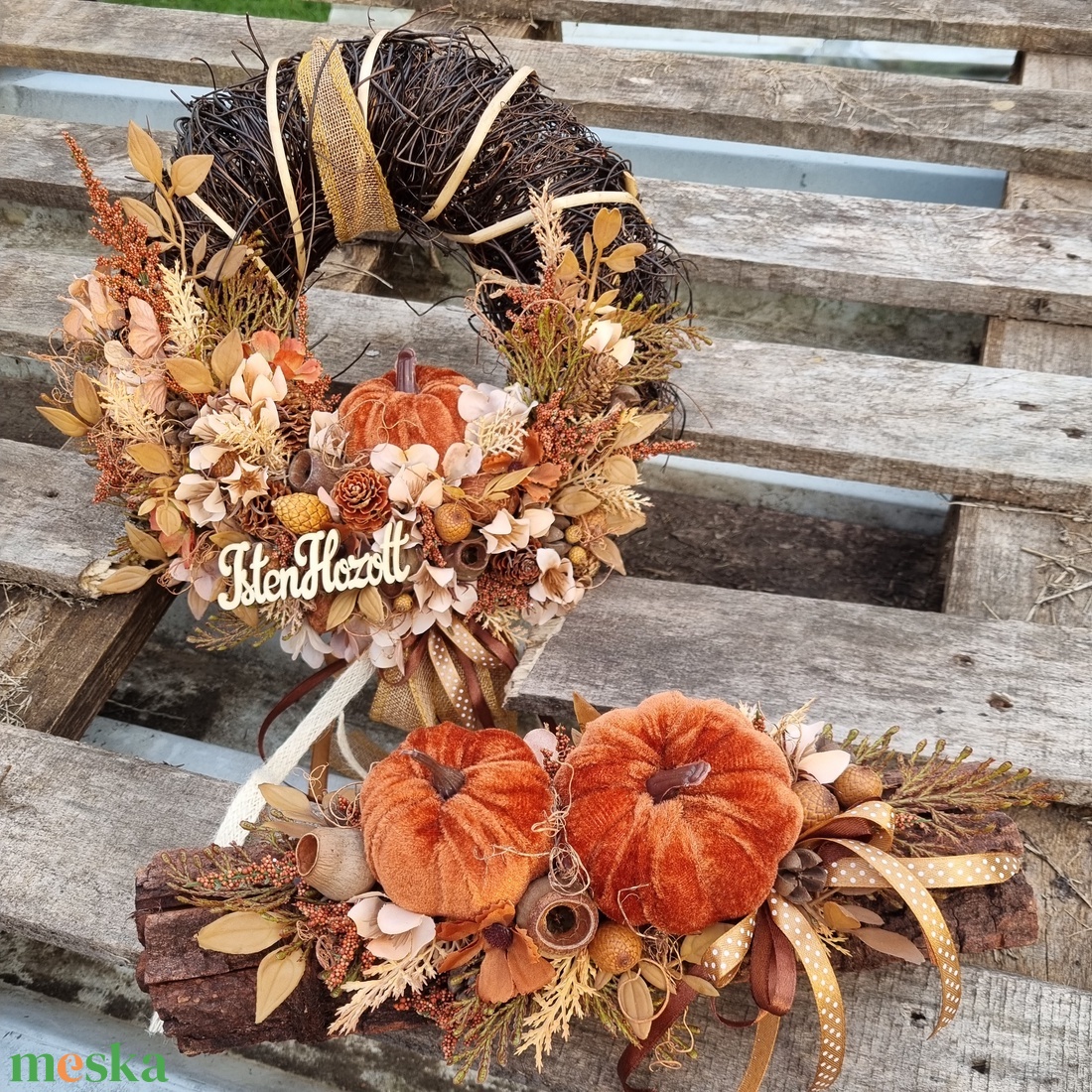 Őszi ajtódísz és asztaldísz - otthon & életmód - dekoráció - ajtó- és ablak dekoráció - ajtódísz & kopogtató - Meska.hu