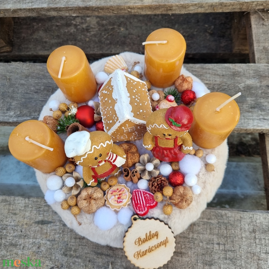 Mézis adventi koszorú - karácsony - adventi díszek - adventi koszorú - Meska.hu Mézis adventi koszorú - karácsony - adventi díszek - adventi koszorú - Meska.hu