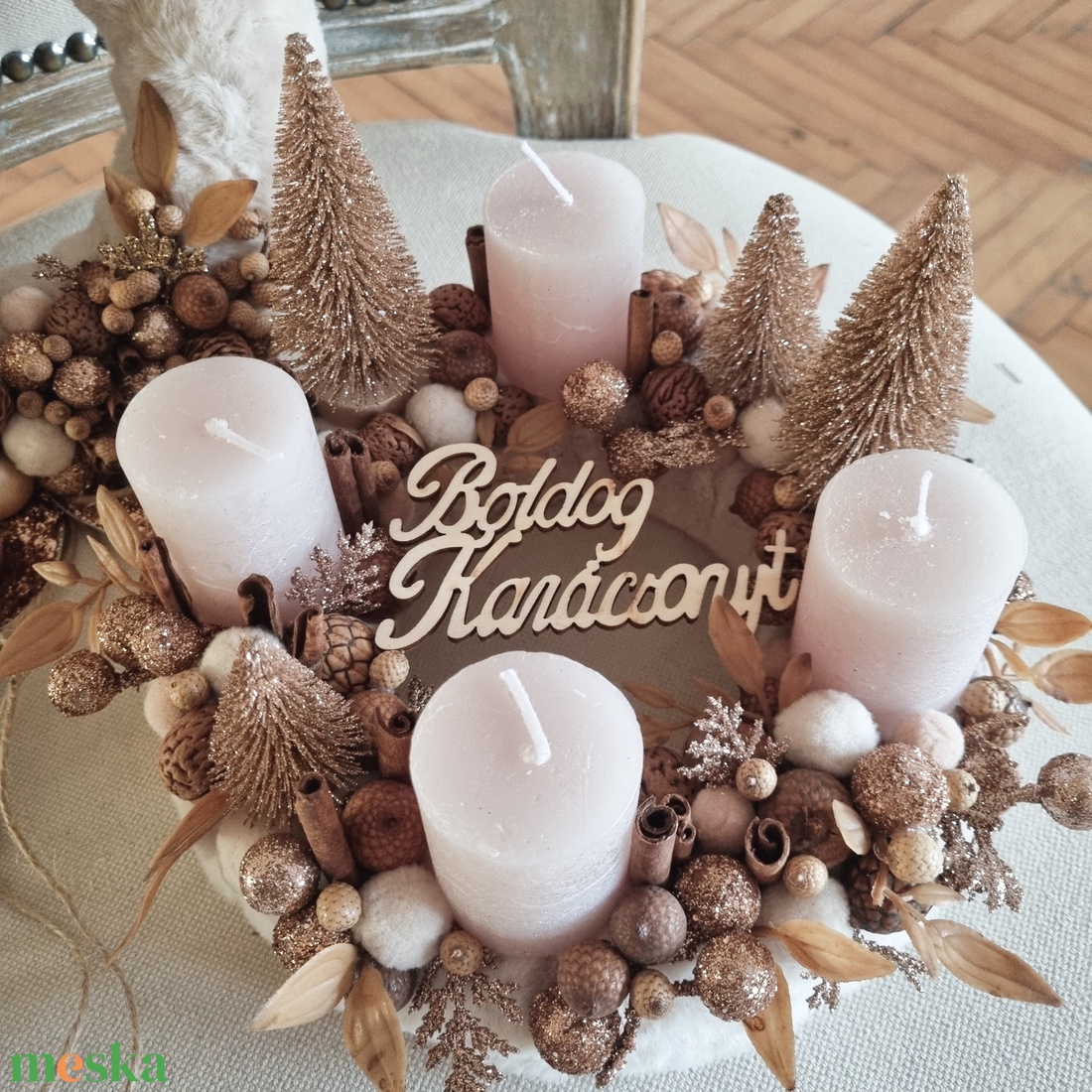 Adventi koszorú és kopogtató szett  - karácsony - adventi díszek - adventi koszorú - Meska.hu
