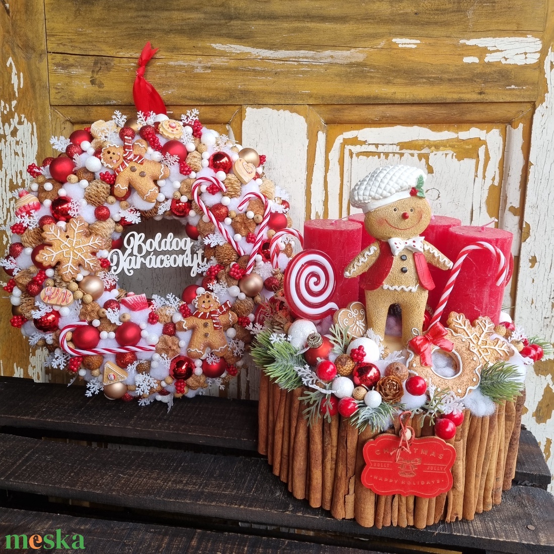 Mézis adventi szett - karácsony - adventi díszek - adventi koszorú - Meska.hu Mézis adventi szett - karácsony - adventi díszek - adventi koszorú - Meska.hu