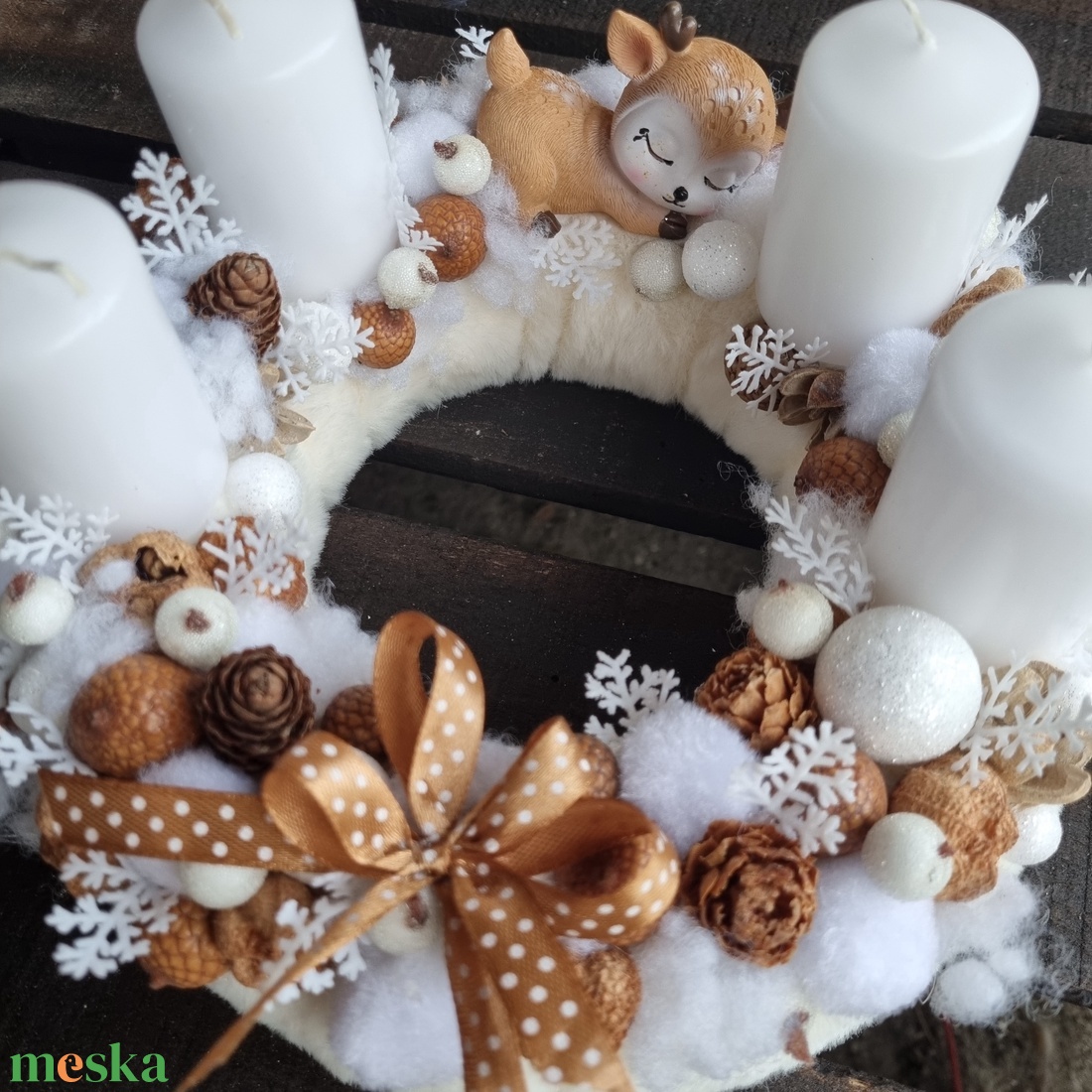 Őzikés adventi koszorú - karácsony - adventi díszek - adventi koszorú - Meska.hu