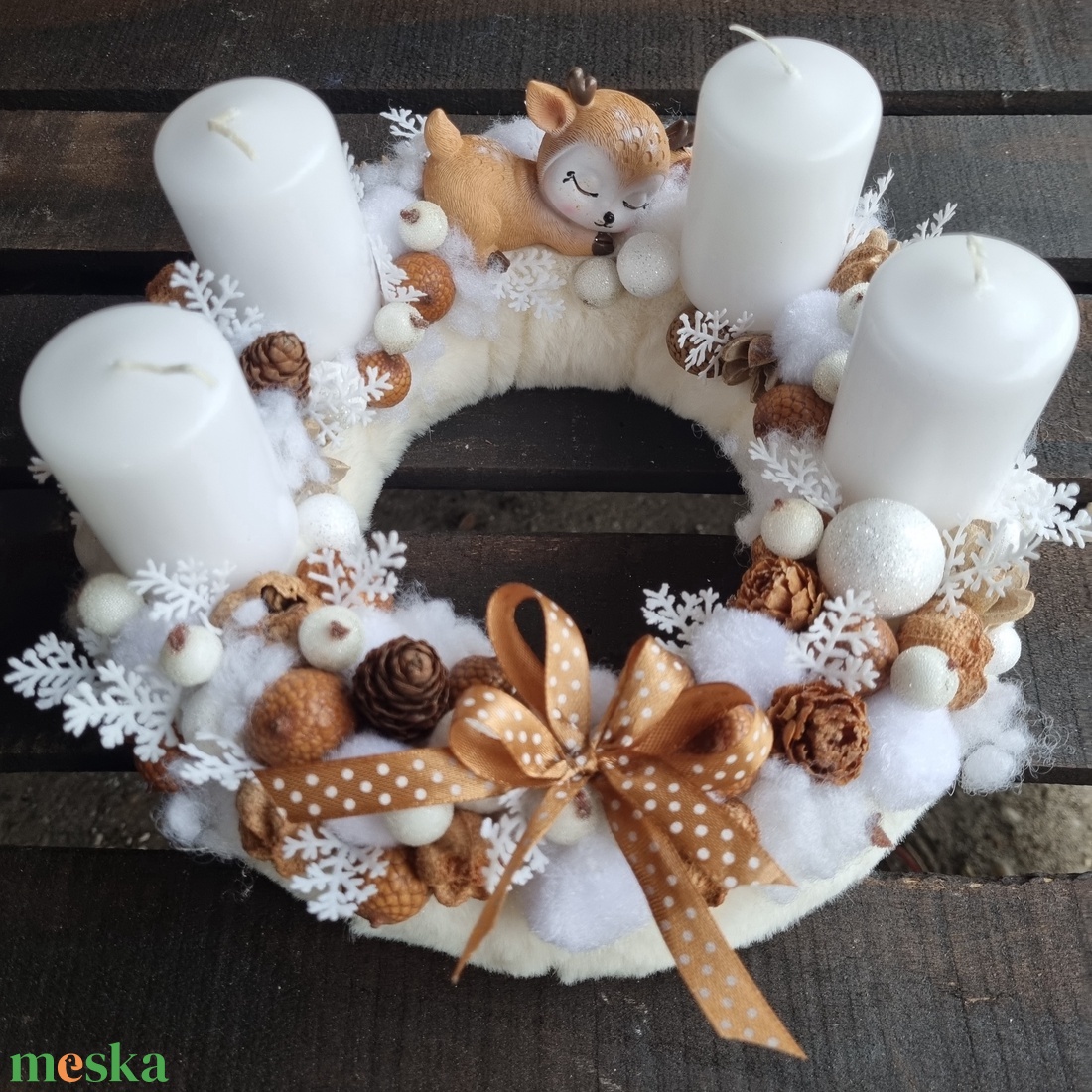 Őzikés adventi koszorú - karácsony - adventi díszek - adventi koszorú - Meska.hu