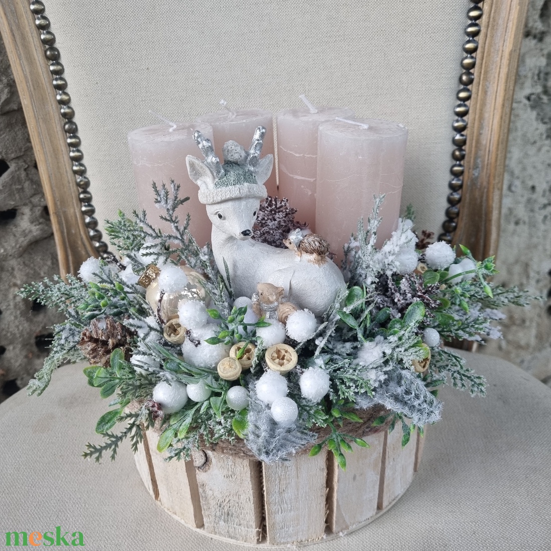 Adventi asztaldísz őzikével - karácsony - adventi díszek - adventi koszorú - Meska.hu