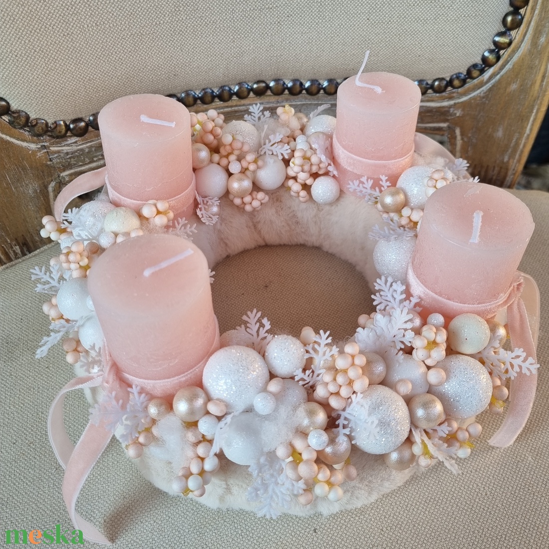 Púder adventi koszorú - karácsony - adventi díszek - adventi koszorú - Meska.hu